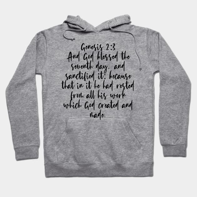 Genesis 2:3 Bible Verse Hoodie by Bible All Day 